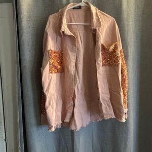 Sequin Embellished Pink Jacket